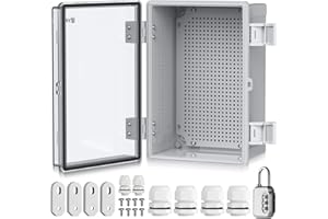 EYPINS Wasserdichter Verteilerkasten IP67, Anschlussdose Wasserdicht ABS Kunststoff Gehäuse außen Steckdosenkasten, Schaltkasten, Stromkasten mit Montagezubehör 30x20x16cm | Transparent Schaltschrank