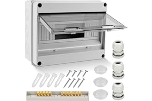 ABOVE ZERO Scatola Elettrica da Esterno IP65,Quadro Elettrico Esterno 12 Moduli,Scatola dei Fusibili Impermeabile, Centralino da Parete, Scatola di distribuzione da parete con Morsettiera, Copertura Impermeabile