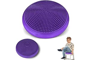 PHYSIOWORX Wiggle Seat - Inflatable Wobble Cushion for Posture, Concentration and Fidget Limitation - Sensory Seat - 35cm Diameter - for Kids with ADHD - 2 Tactile Surfaces - Calming Deep Purple