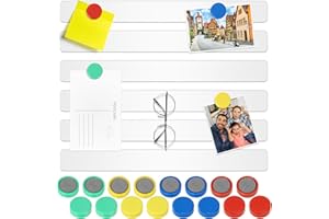 Wukong 30x3cm | 6 pezzi di bianca lavagna magnetica, strisce magnetiche con 16 pezzi di magneti colorati per lavagna da frigo per ufficio, bacheca, lavagna magnetica, parete fotografica, ufficio