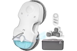 ‎HUTT HUTT C65 Fensterputzroboter mit Sprühfunktion, Elektrischer Fensterputzer Fernbedienung mit 80ML Tank, Fensterreiniger Roboter Automatischer, für Innen- und Außenfenster, 10x Lappen, Koffer