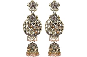 SG SALES Metal Gold Palted Oxidized Jhumki Earrings For Women