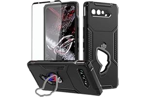 Fanbiya Etui na telefon ASUS ROG Phone 5, ROG 5S, ROG 5 Ultimate etui na telefon komórkowy TPU w stylu wojskowym ze stojakiem na pierścionki, czarne