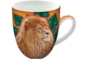 Animug - León de Deluxebase. Taza grande de cerámica 450ml. Una taza animal de león que es una adición genial a tu colección de tazas o como regalo para los amantes de los grandes felinos