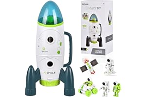 Aragallant Space Rakete Spielzeug für Kinder, Space Shuttle mit Licht-und Soundeffekten, Weltraum Spielzeug-Set mit Astronauten, Space Rover und Satelliten, Geschenk für Jungen Mädchen ab 3 Jahren