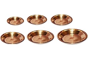 Indiabazaar Pure Copper Pooja Thali Plate Pooja Temple Home Hotel Restaurant Tarbhana 6 Size (Size 9: 38x205x205)