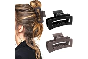 WLLHYF 2 Stück Quadratische Klauenclips 8.5 Cm Mittlere Haarklammern Matt Rutschfest Modisch Starker Halt Bananen Clips Haarstyling Zubehör Für Frauen Und Mädchen Dickes Dünnes Haar