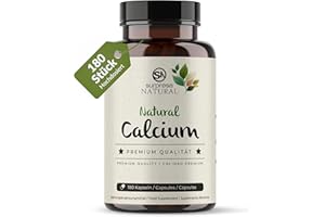 ‎SURPRESA NATURAL Surpresa Natural Calcium Kapseln hochdosiert I 180 Kapseln I 230 mg natürliches Kalzium pro Kapsel I natürliches, aus Algen gewonnenes Kalzium I Nahrungsergänzungsmittel vegan & laborgeprüft