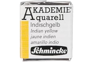 Schmincke – AKADEMIE® Aquarell, feine Künstler-Aquarellfarben, Indischgelb, 16 225 044, halbes Näpfchen, Aquarellmalerei, vegane Wasserfarbe