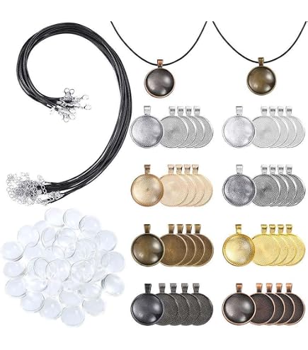 Accessoires Fabrication Bijoux Artisanat DUGYIRS Plateaux à Pendentif 40 Pièces Rond Lunette Vide Cabochons Verre Rond 25 Mm Cordon Ciré Accessoires Fabrication Bijoux Artisanat DUGYIRS Plateaux à Pendentif 40 Pièces Rond Lunette Vide Cabochons Verre Rond 25 Mm Cordon Ciré