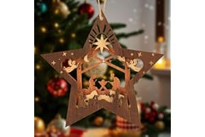 WEITAPYT Drewniana ozdoba do żłobka bożonarodzeniowa dekoracja na choinkę ozdobny wisiorek z samochodu pamiątka prezent dla kobiet i mężczyzn (typ 2)