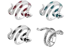 GTYHH 4 sztuki pierścionków w kształcie węża, modne pierścionki osobowości, pierścionki retro punktowe, regulowane pierścionki, akcesoria odzieżowe, jeden rozmiar