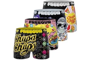 FREEGUN Boxer Homme Chupa Chups, Caleçon Homme Authentique et Confortable (Lot de 4)