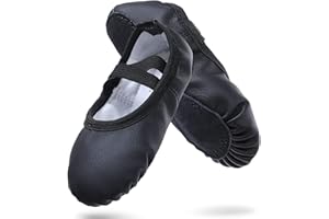 BORUIZHEN Ballettschuhe Mädchen Leder Ballettschläppchen mit Geteilte Ledersohle Gymnastik Tanzschuhe für Kinder Damen