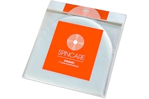 SPINCARE 50x Pochettes Intérieures Disque Vinyle 45 Tours 7" Singles & EPs | Dynamic Anti-Statiques Pochette De Protection en Plastique | Qualité Supérieure 50 Micron HDPE | 180mm x 180mm
