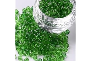 PERLIN 1100 cuentas de cristal de 4 mm, 6/0, cuentas de pony transparentes, para niños (verde oscuro transparente)