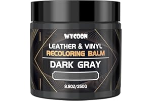 WYCOON Kit Riparazione Pelle Grigio Scuro - Tintura Liquida, Vernice e Crema Colorante per Divani, Mobili, Sedili Auto, Scarpe, Giacca| Ripristina Pelle Graffiata e Sbiadita