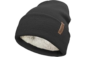TOSKATOK Bonnet en Tricot d'hiver Doux et Chaud Unisexe pour Femme et Homme avec Doublure en Polaire Thermique Douce - Taille Unique