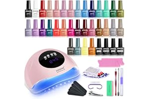 JODSONE Same Color Same Bottle 32 Colors Gel Nail Polish Kit with U V Light Soak Off Glitter Base Top Matte Coat Manicure Salon Home DIY