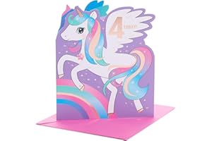 UK Greetings 4th Birthday Card for Her/Girl - Unicorn Design