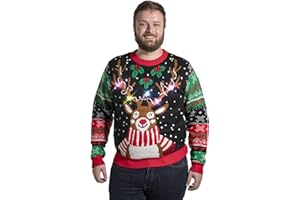 OFF THE RACK Sweter męski Unisex LED Light Up Ugly Christmas Jumper Sweater For Men & Women