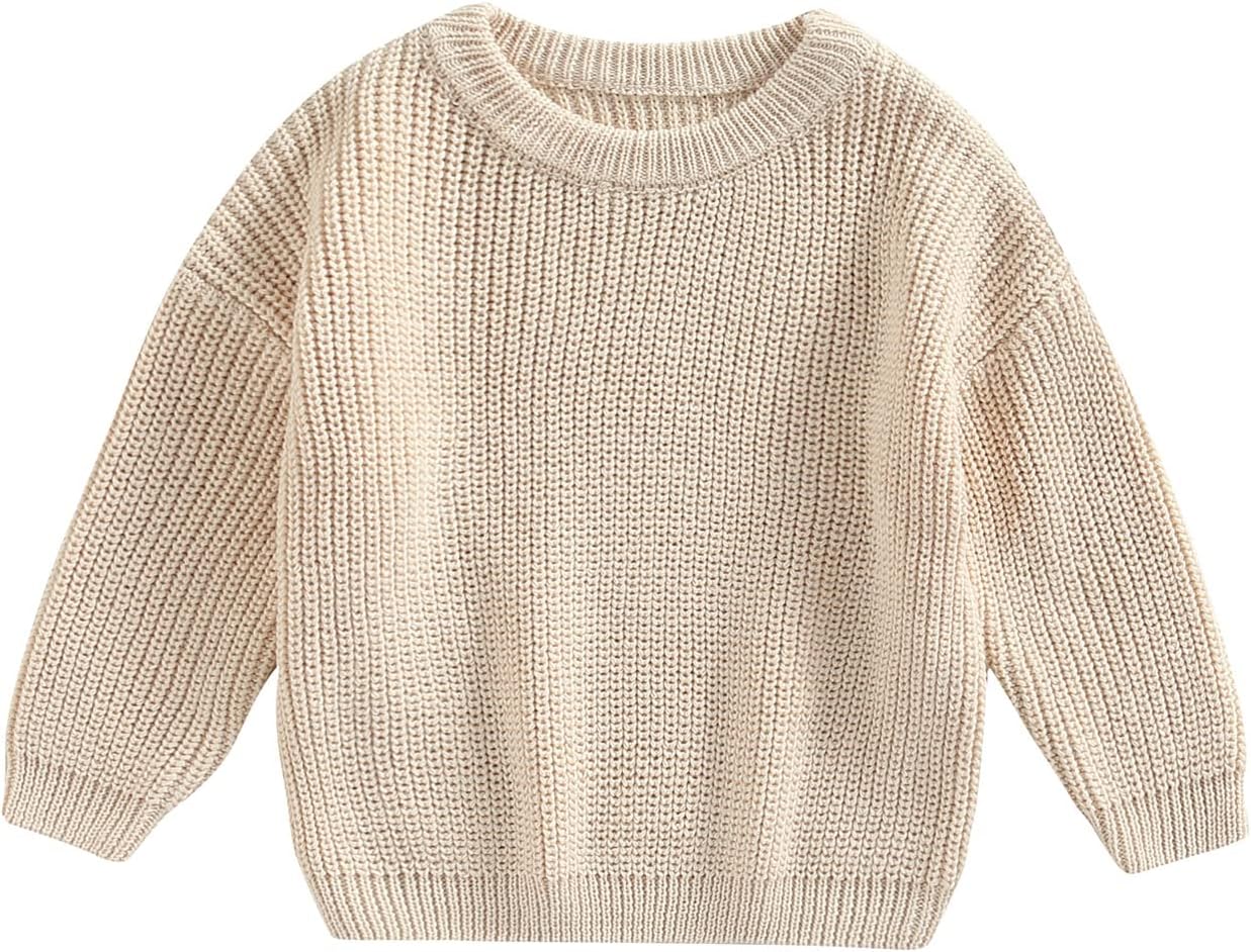 Baby Oversized Knitted Jumper Girls Boys Winter Ribbed Knit Sweater Chunky Pullover Long Sleeve Knitwear Top Soft Unisex Toddler Baby Clothes Autumn Outwear