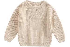 MAHUAOYIXI Baby Jungen Mädchen Herbst Pullover Einfarbige Strickpullover Langarm Rundhalsausschnitt Pullover Baby Jungen Mädchen Warm Winter Strickwaren Baby Pullover Tops