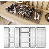 Meleni Home 12'li Mod&uuml;ler Takı Makyaj Organizer - Banyo &Ccedil;ekmece İ&ccedil;i D&uuml;zenleyici Set Siyah