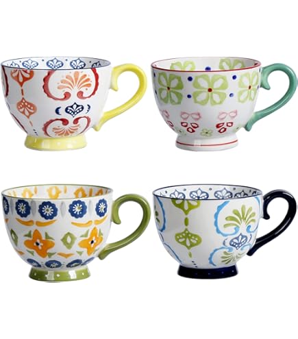 Excelsa Lisbona Jumbo-Tassen Set 4-teilig - 500ml Porzellan Tassen Lissabon Design