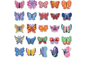 NTEVXZ 25Pcs Farfalla Accessori Scarpe, Ciondoli per Scarpe, Cartone Animato PVC Shoe Charms, Accessori per Scarpe Fai-da-te, Regali Compleanno Bambini, Ragazzi, Ragazze