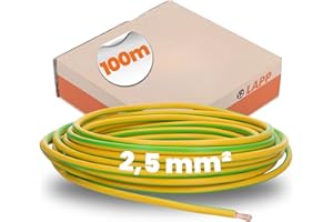Lapp Câble H07V-K HAR - 1 x 2,5 mm² - 100 m - Vert/jaune - Câble de raccordement et de commande en PVC - Inflammable - Classe 5 - Fils fins - Conducteur en cuivre