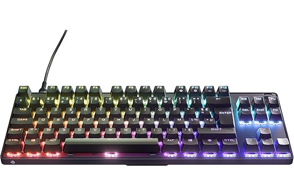 SteelSeries Apex 9 TKL - Clavier de jeu mécanique - Switchs optiques - Actionnement en 2 points - Format compact sans clé - Switchs amovibles - Disposition en français (AZERTY) Compact