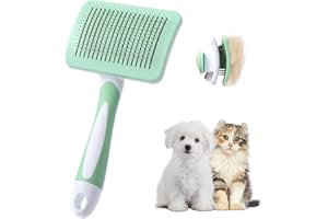 Vinabo Spazzola per Cani e Gatti,Autopulente per Peli Cani di Piccola Taglia,Spazzola per Gatti,Spazzola per Animali Domestici, per Cani Gatti Rimuovere il Tomentosio Sottopelo - Vert