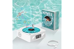 POFIBO The Waves Vinyl Player, Vinyl Plattenspieler mit Wasserripple-Licht, 360°-Stereo-Record Player mit 3 einstellbaren Lichtmodi und 4 natürlichen Klangmodi, kompatibel mit Bluetooth, TF und AUX (Weiß)