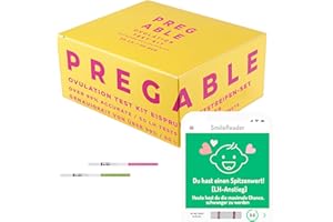 PREGABLE Pregable Combo Kit mit 50 Ovulationstests und 20 Schwangerschaftstests, kostenlose Tracker-App, App, OPKs, HPTs (50L