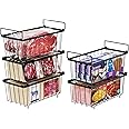 iSPECLE Chest Freezer Baskets - 5 Pack Stackable Organiser for 198L Deep Freezer, Easy Sort and Get Food with Handles, Add Space and Allow Air Circulation for Better Freshness, Black