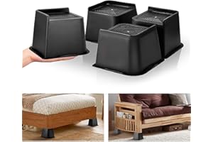 Dokeno 4 szt. Podnoszenie mebli do sypialni, podniesienie do łóżka 10,2 cm do intensywnego użytkowania podwyżki meblowe, do 2721 kg Konstrukcja w kształcie litery L bloki do podnoszących łóżka na