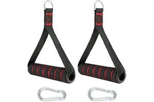 QWORK® 2 Piezas Mango de Resistencia para Ejercicios, agarres poleas Gym, 2 Piezas Ganchos, Accesorios de Fitness