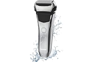 KENSEN Afeitadora Eléctrica Hombre, Máquina de Afeitar Barba con Recortadora de Precisión, Afeitadora eléctrica de láminas Impermeable y recargable, Gris Plata