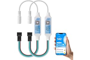 ‎CERRXIAN CERRXIAN DC5521 5–24 V Mini-RGB-Bluetooth-Controller, DC 5 V, Bluetooth-LED-Licht-Controller, WS2811 WS2812B Pixel, Traumfarbe, LED-Streifen, 2 Stück