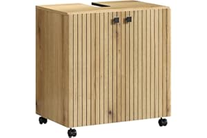 ‎TRENDTEAM SMART LIVING trendteam smart living - PureBliss - Waschbeckenunterschrank auf Rollen - Evoke Eiche - Rillenoptik - 1 Einlegeboden - (BxHxT) 60 x 64 x 42cm - edle Metallgriffe - kratzfest