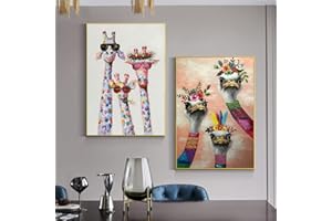 Avalizard 2 Pcs Diamond Painting, Painting Bilder, 5D Diamant Malerei Kit Giraffe DIY Erwachsene, Kinder, Tier, Rundes Daiments für Home Wand-Decor 30x40cm