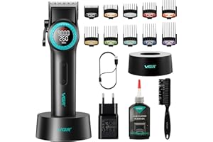 VGR 001 Cortapelos profesional para hombres,cortadora de pelo inalámbrica para corte de cabello,recortadora de pelo de hoja de acero al carbono para barberos,9000 RPM,pantalla LED,Regalo para papá