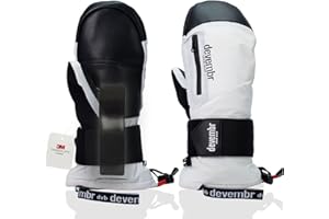 devembr Ski Mittens with Wrist Guards, Snowboarding Mittens Touchscreen, Snow Mittens Waterproof