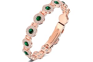 Jeracol Copper Bracelets for Women, Magnetic Bracelet with 4pcs Magnets each link&circular-cut crystals, 99% pure copper, Jewelry Gift