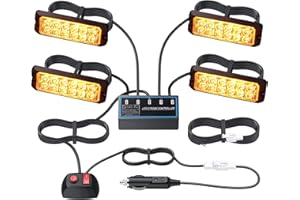 EYPINS 12LED Luces Estroboscópicas, 4 PCS Luz de Advertencia Luz Intermitente Estroboscopio IP65 Luz de Emergencia 48W 8 Modos Intermitentes 12V/24V para Camión, Tractor, Carretilla Elevadora