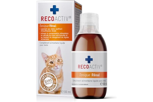 RECOACTIV Tonique Rénal pour Chats, 1 x 90 ML, complément Alimentaire pour la Convalescence en Cas de Signes précoces de Troubles de la Fonction rénale du Chat Ainsi Que pour la prophylaxie