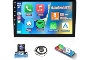 RIMOODY 2G+64G Android 13 Radio samochodowe 2 Din z Apple Carplay Android Samochód GPS Statki WiFi 9 Cali Radio Samochodowe z Mirror Link Bluetooth FM/RDS/DAB+/DSP/EQ/USB/OBD2/DVR Kierownica Kamera Kamera tył