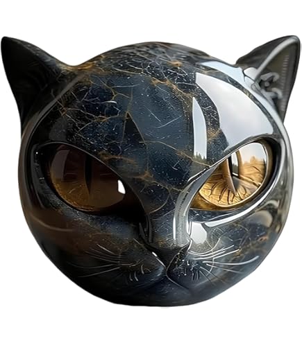 Luxury Black Cat Stone Sculpture – Elegant Home Décor & Gift-Ready Art Piece | Hand