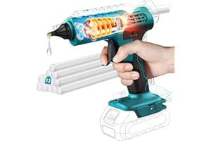 FOVENDI Pistolet à Colle 100W Sans Fil Compatible Avec la Batterie 18V Makita BL1860B BL1850B BL1840B BL1830B, Pistolet à Colle à Chauffage Rapide Avec 12 Bâtons de Colle PCS pour le Bricolage (Sans Batterie)
